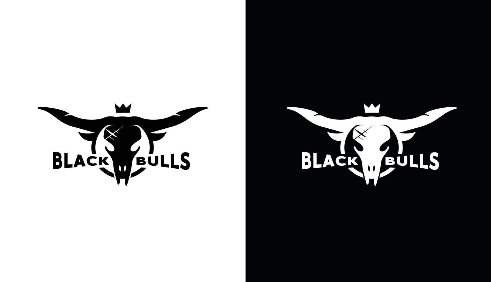 black bull skull retro minimalis logo for brand and company vector