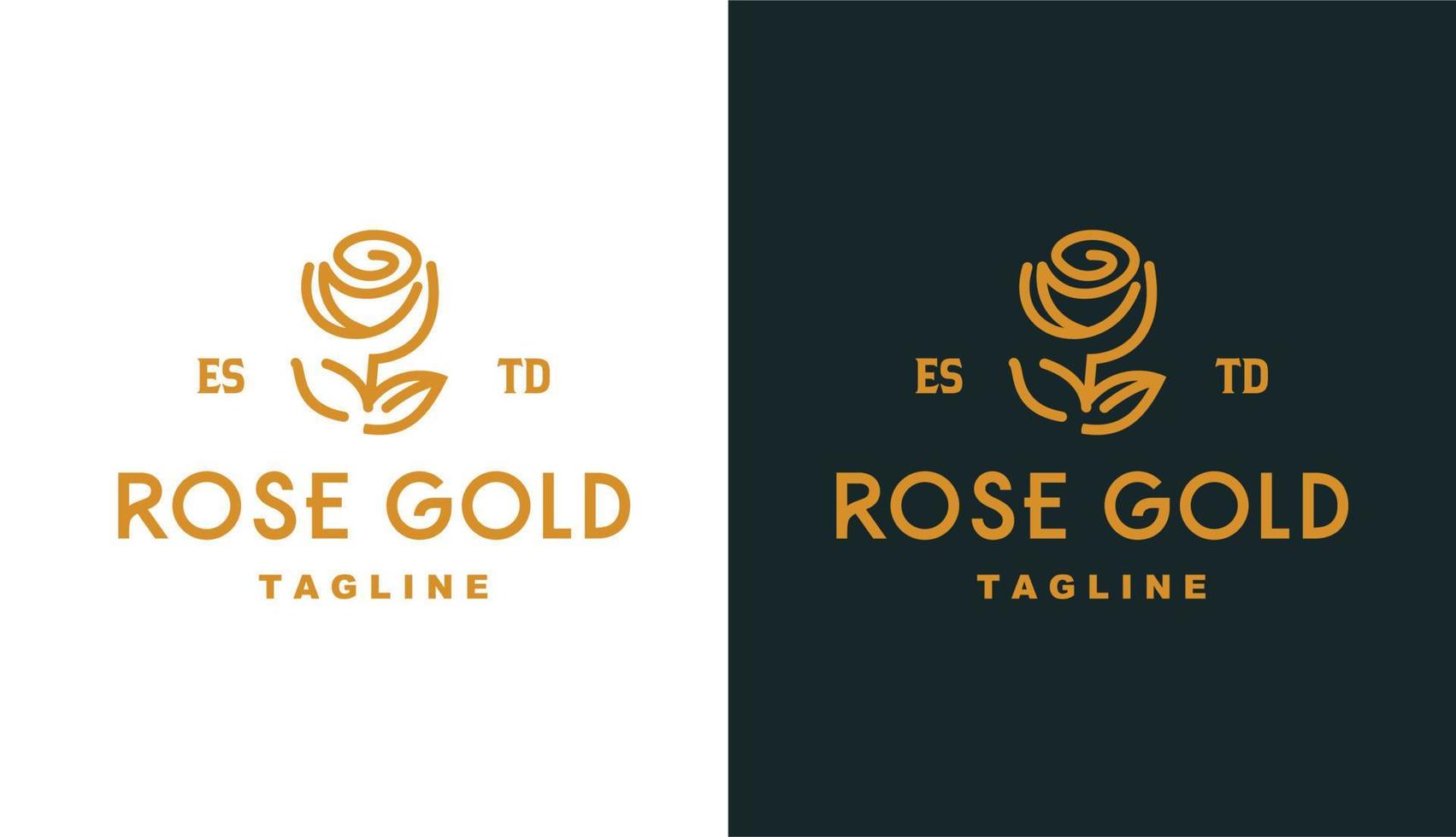 logotipo simple de moniline de oro rosa para marca y empresa vector