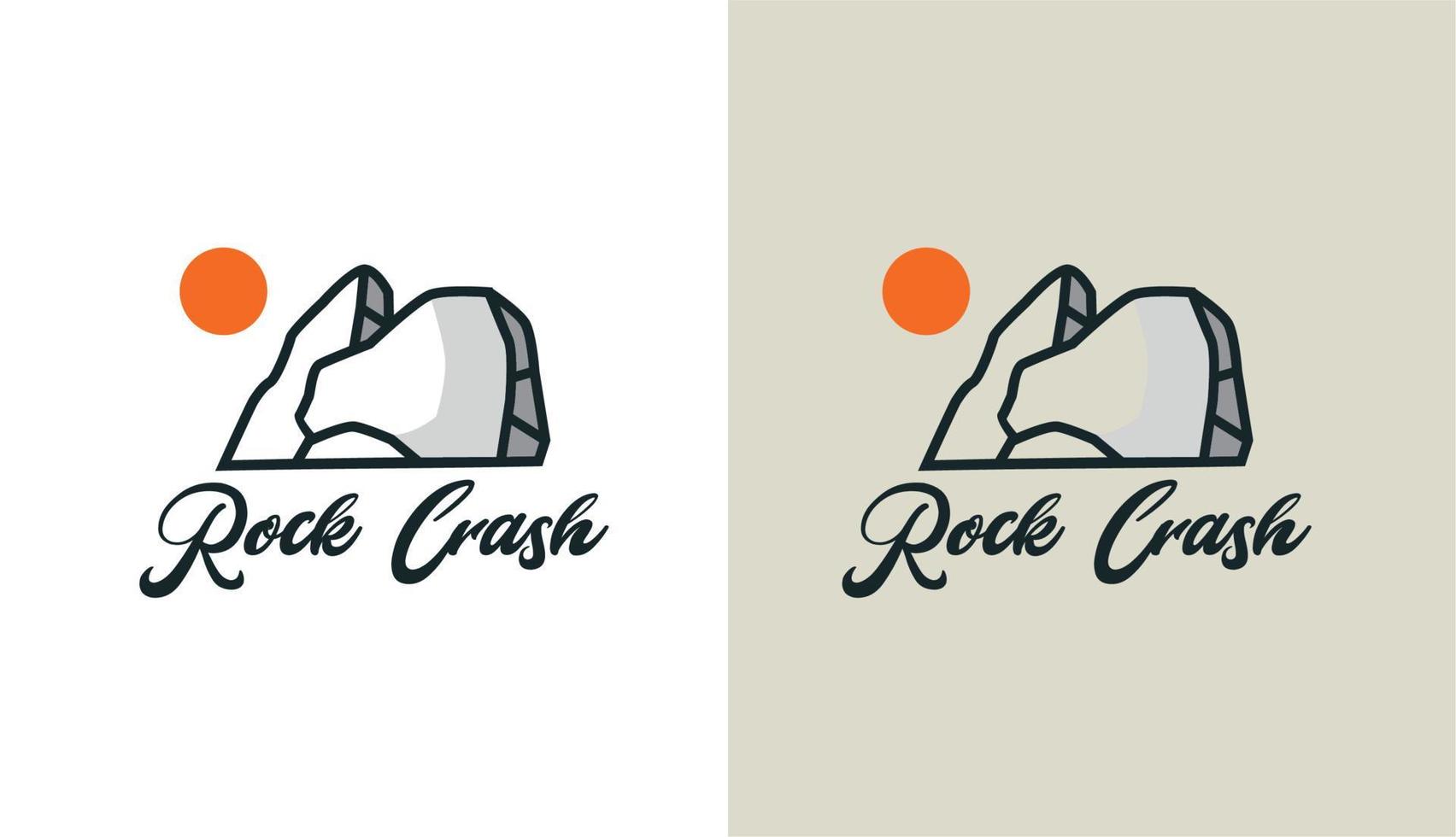 vector rock cliff with sunset minimalist simple logo Perfect for any brand and company