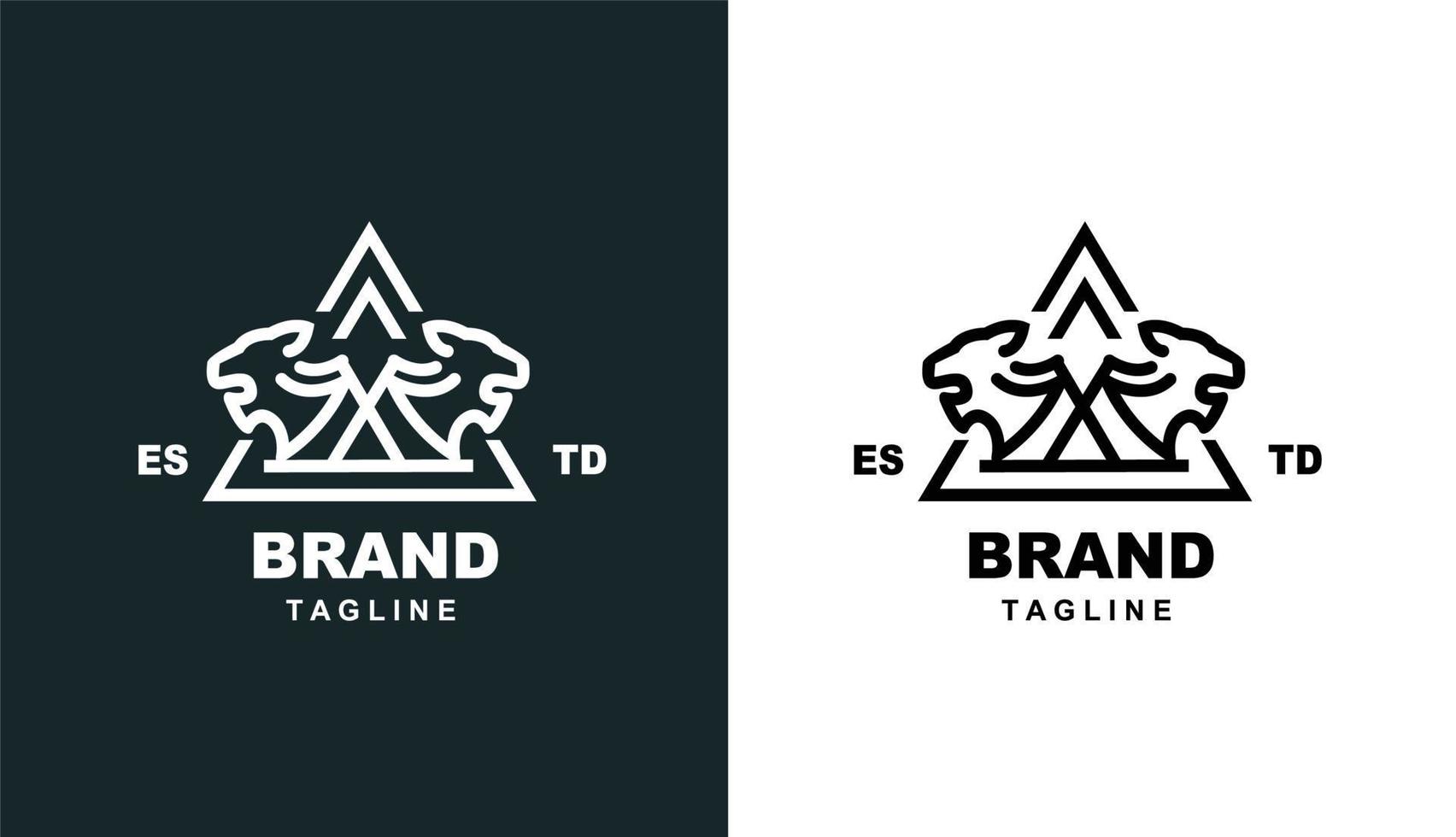 simple modern monoline lion logo. triangle with logo design inspiration vector