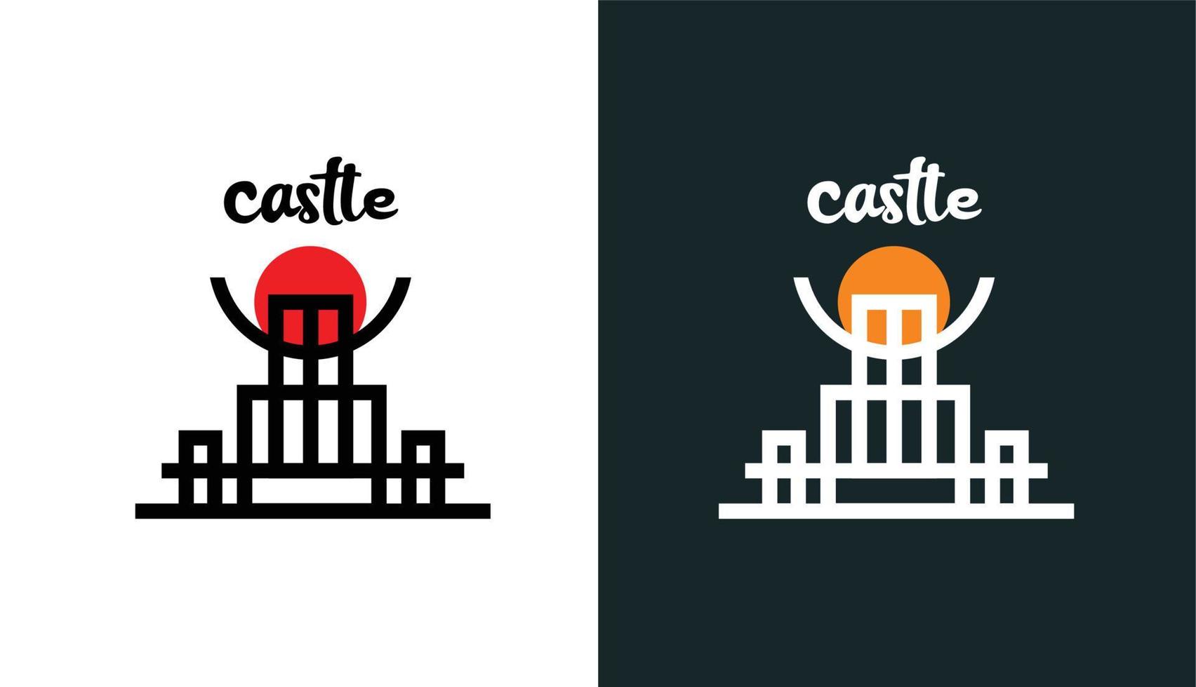 castle geometris with circles and squares simple logo for japan brand and company vector
