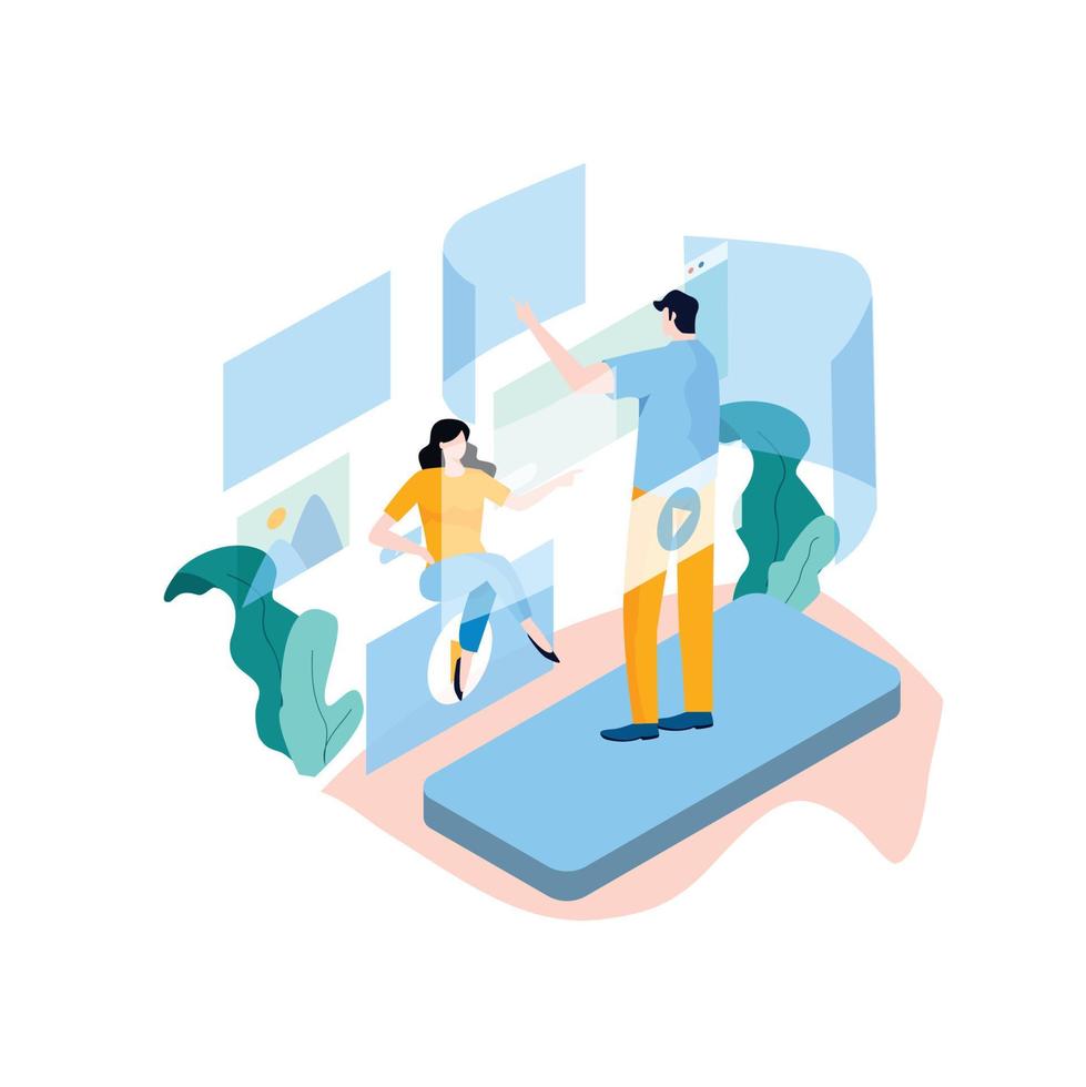 Digital content management, creating online content, online news flat vector illustration design for mobile and web graphics. Engaging content development concept