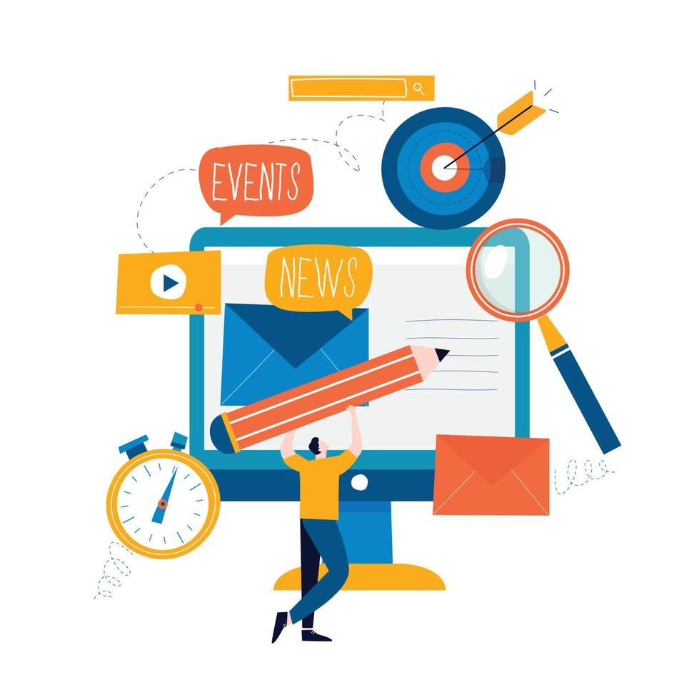 E-mail news, subscription, promotion flat vector illustration design