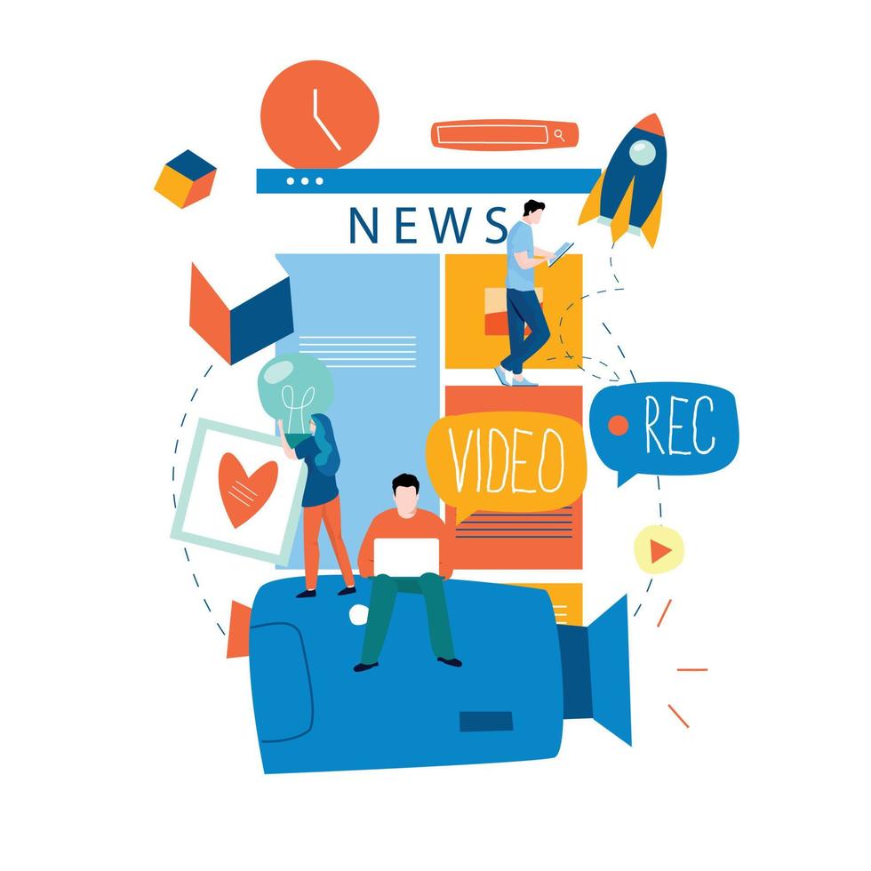 Online news content, news update, news website, electronic newspaper flat vector illustration design. News webpage, information about activities, events, company announcements and information