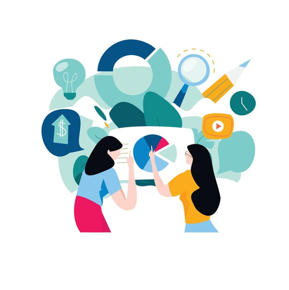 Professional training, education, online tutorial, business courses, business data review presentation flat vector illustration. Expertise, skill development design for mobile and web graphics