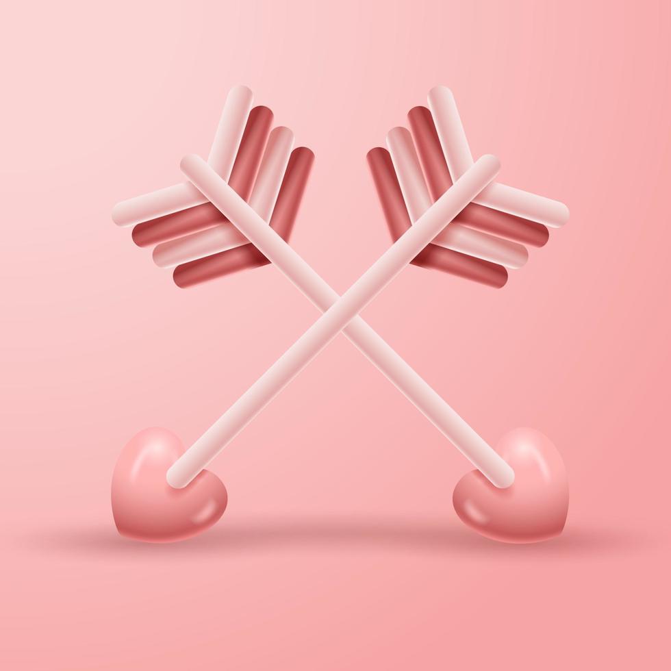 Flecha 3d para san valentín. ilustración vectorial vector