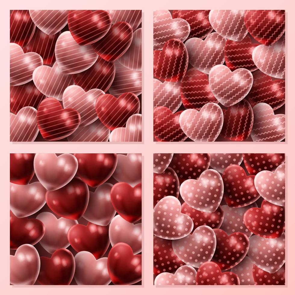 3D love heart shape background set for banner. vector illustration