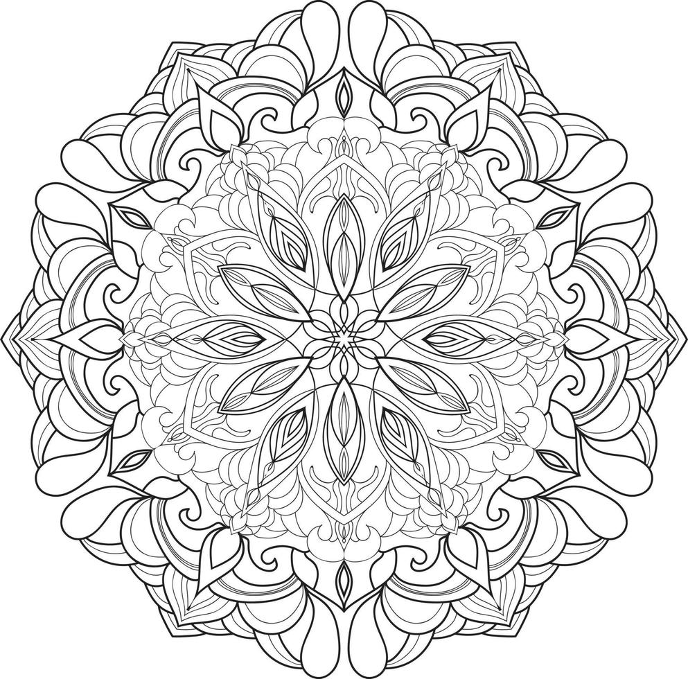 Mandala Flower in Black and White Free Vector