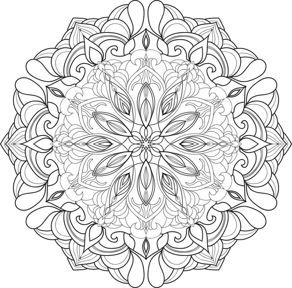 Mandala Flower in Black and White Free Vector