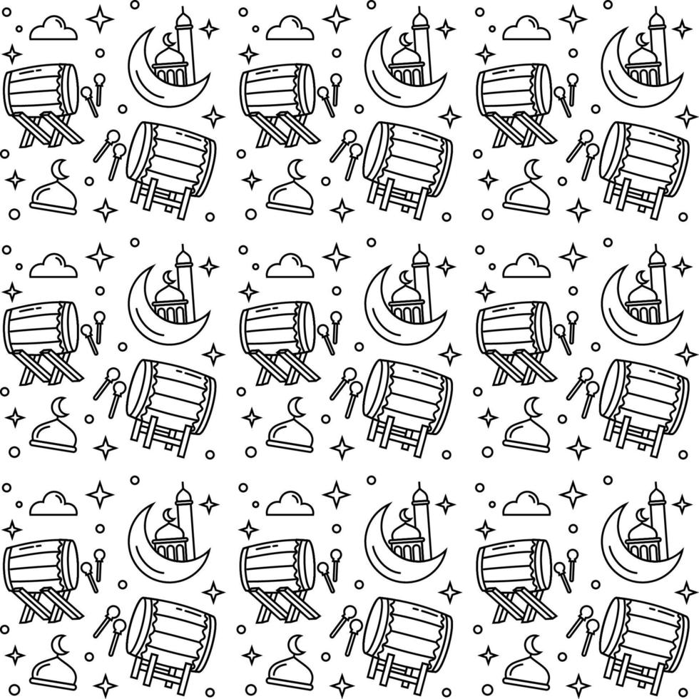 Ramadan doodle seamless pattern vector design