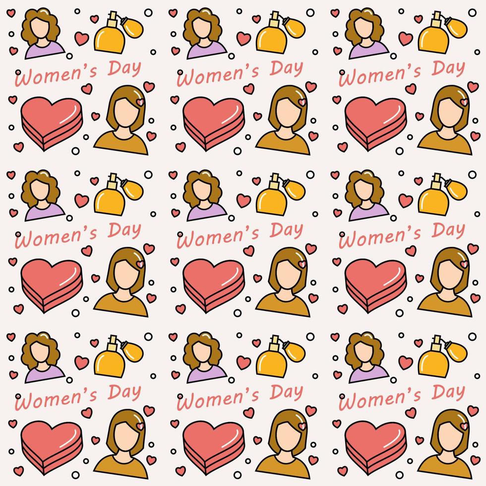 Womens day doodle seamless pattern vector design
