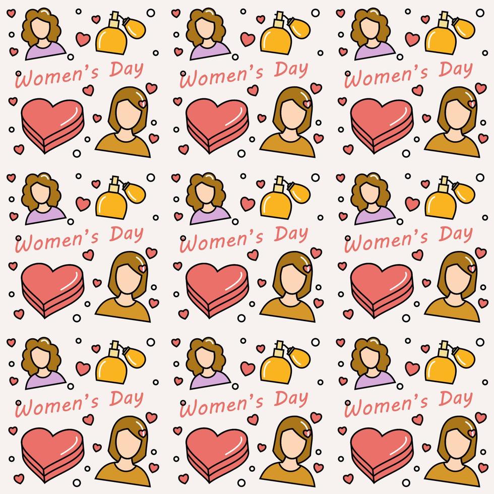 Womens day doodle seamless pattern vector design