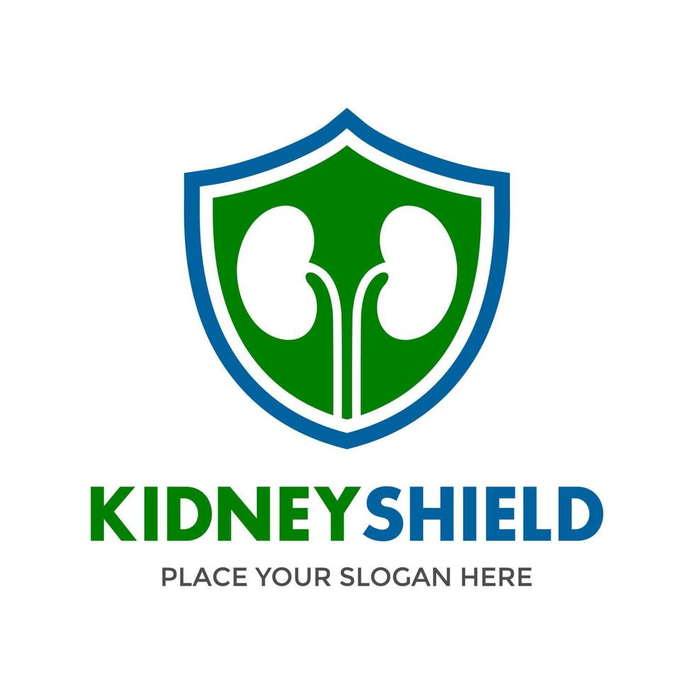 Kidney shield vector logo template. This design use security symbol. Suitable for medical.