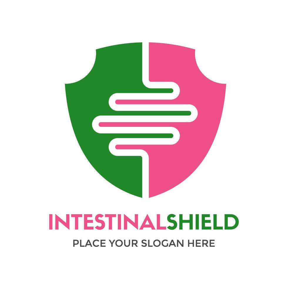 Intestinal shield vector logo template. This design use protection symbol. Suitable for medical.