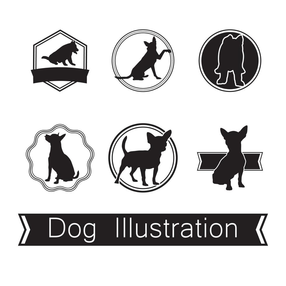 Dog Illustration Icon, Silhouette Funny Dog, Black Dog Vector