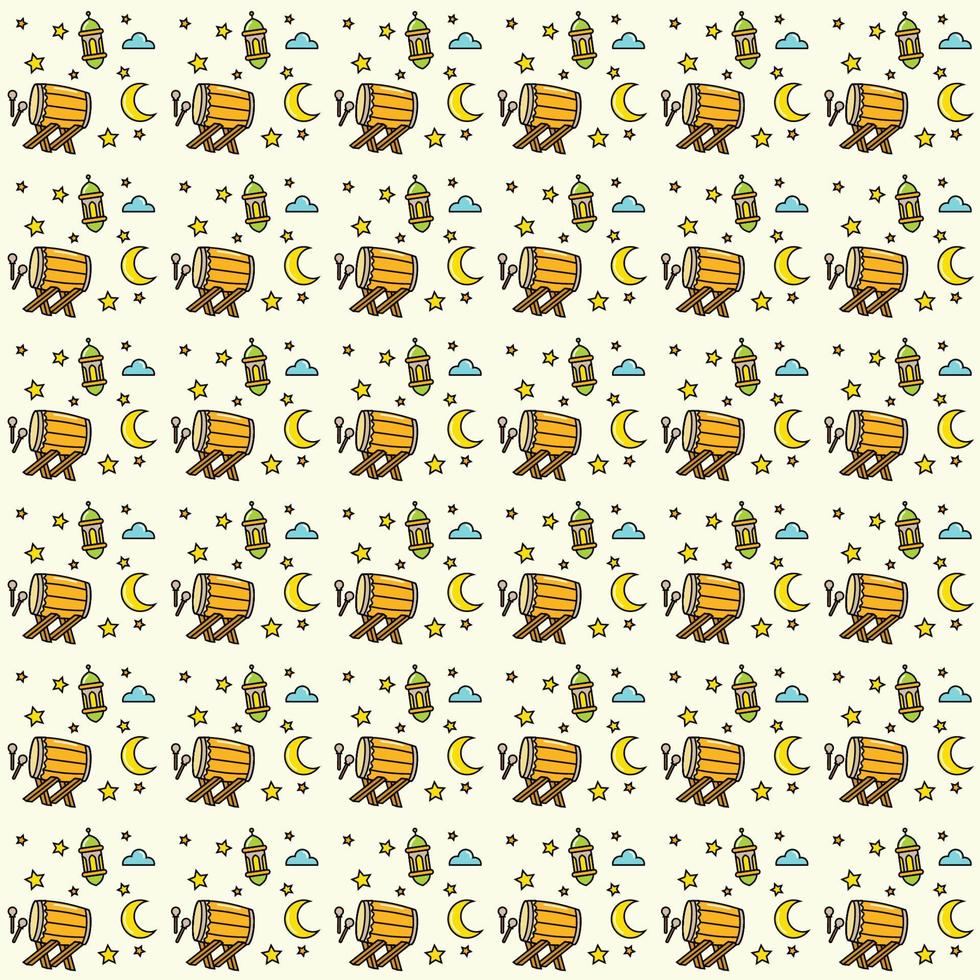 Ramadan doodle seamless pattern vector design