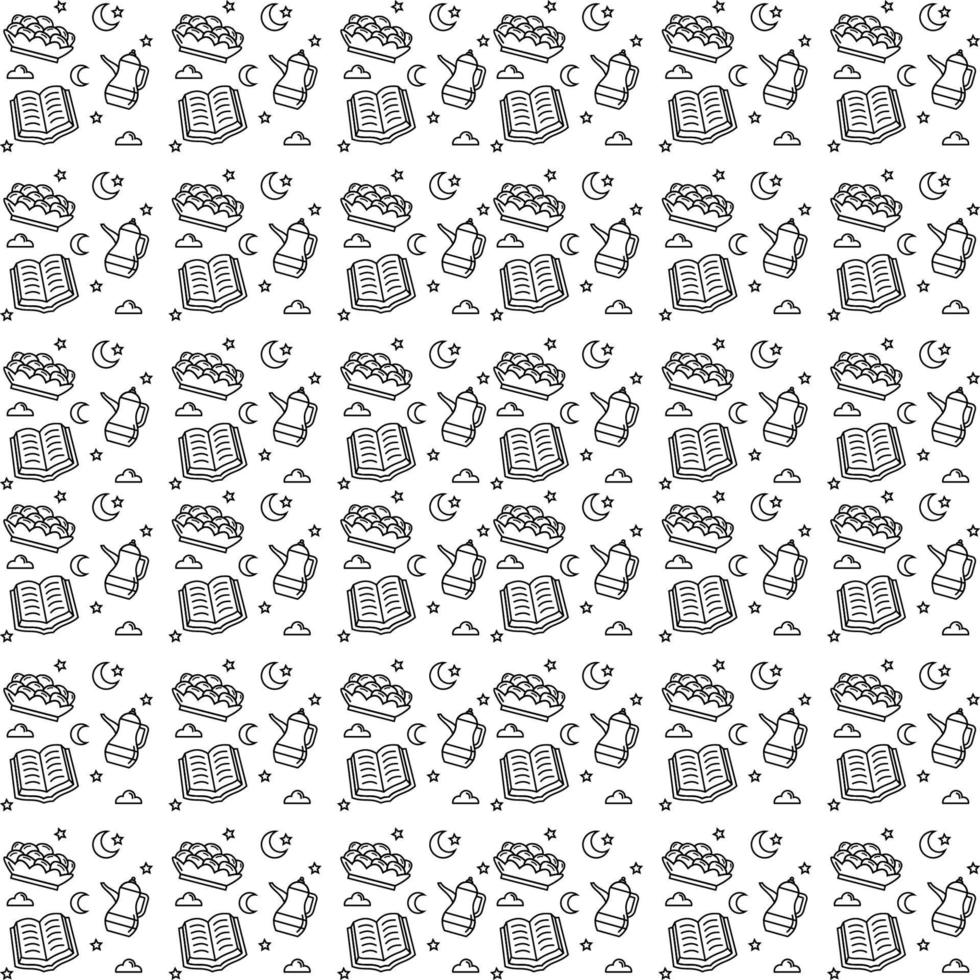 Ramadan doodle seamless pattern vector design