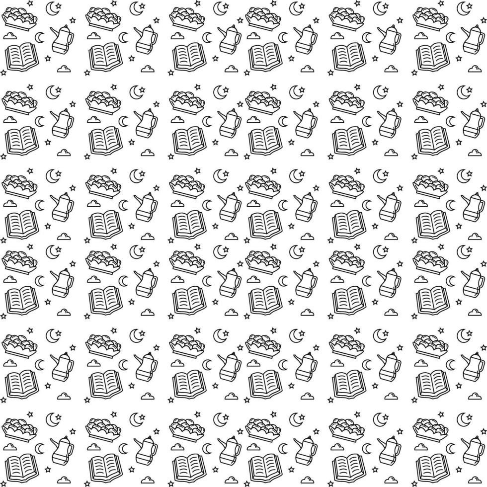 Ramadan doodle seamless pattern vector design