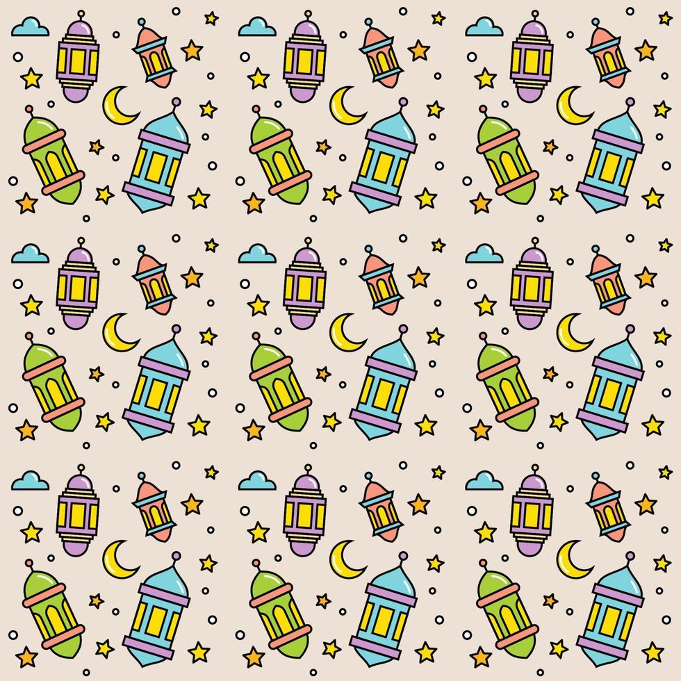 Ramadan doodle seamless pattern vector design