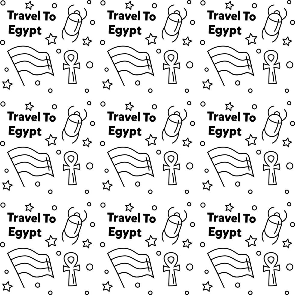 Travel to Egypt doodle seamless pattern vector design