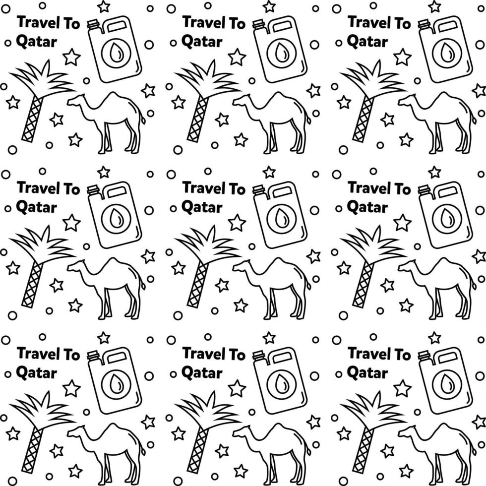 Travel to Qatar doodle seamless pattern vector design.