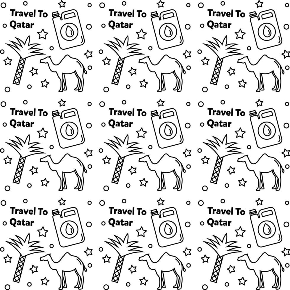 viajar a qatar doodle diseño de vector de patrones sin fisuras.