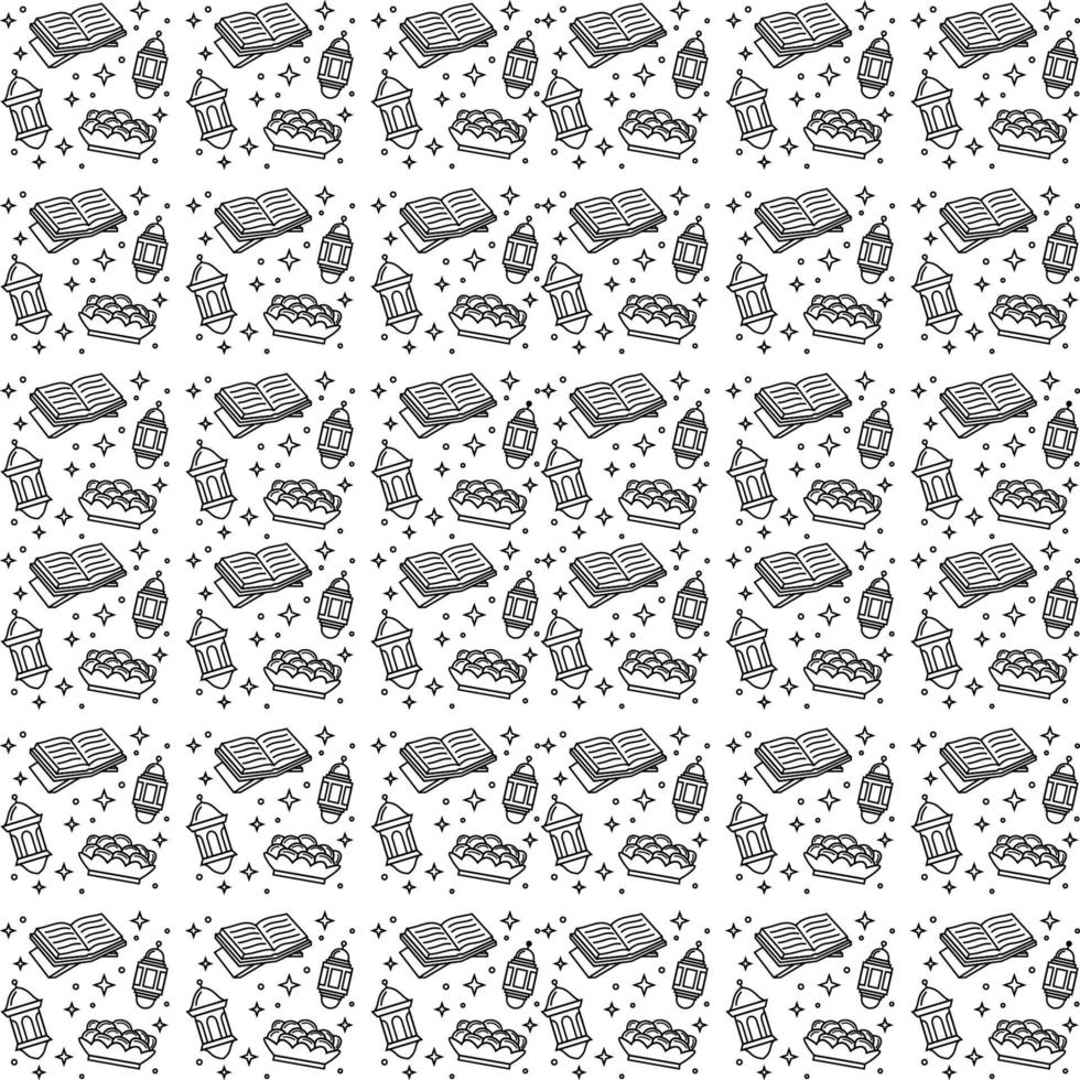 Ramadan doodle seamless pattern vector design