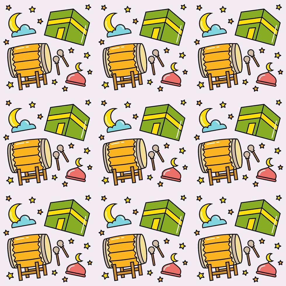 Ramadan doodle seamless pattern vector design