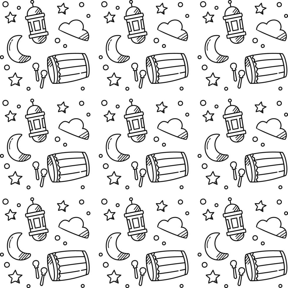Ramadan doodle seamless pattern vector design