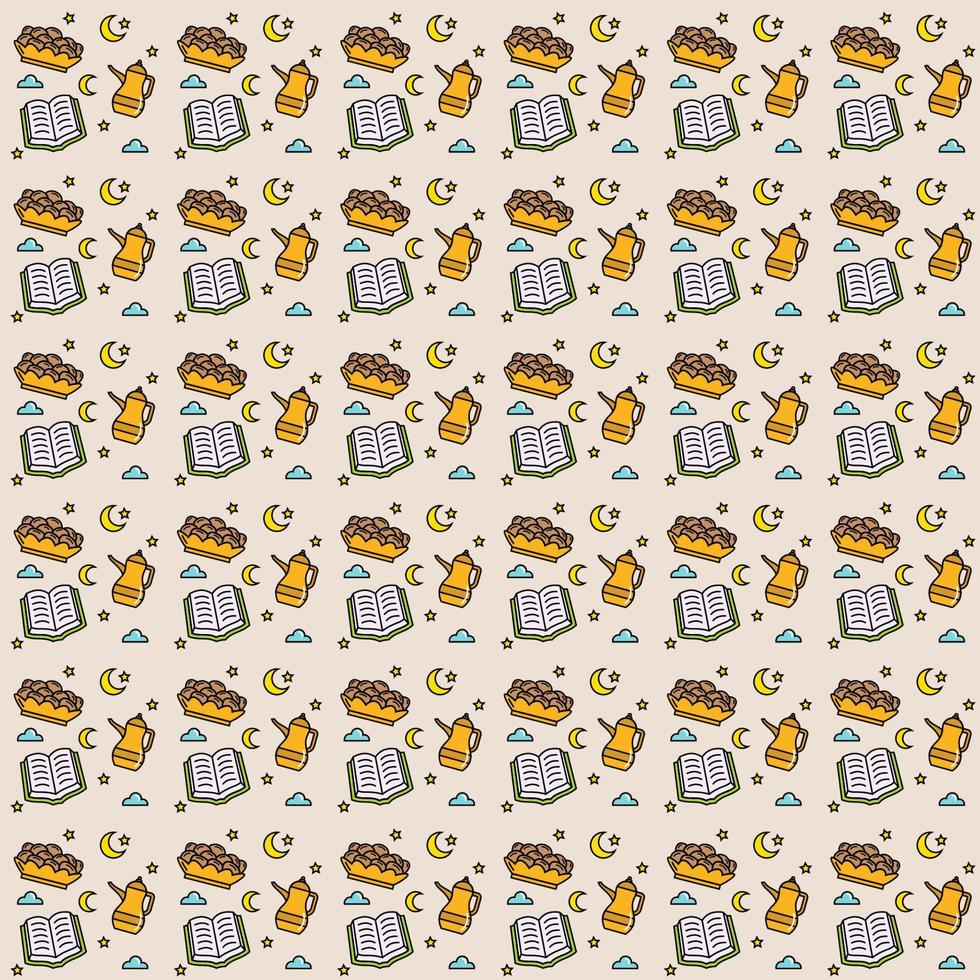 Ramadan doodle seamless pattern vector design