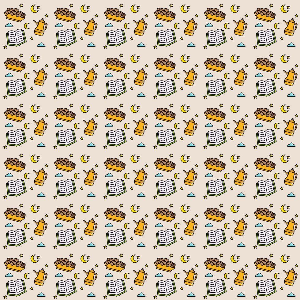 Ramadan doodle seamless pattern vector design