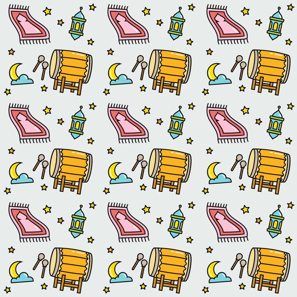 Ramadan doodle seamless pattern vector design