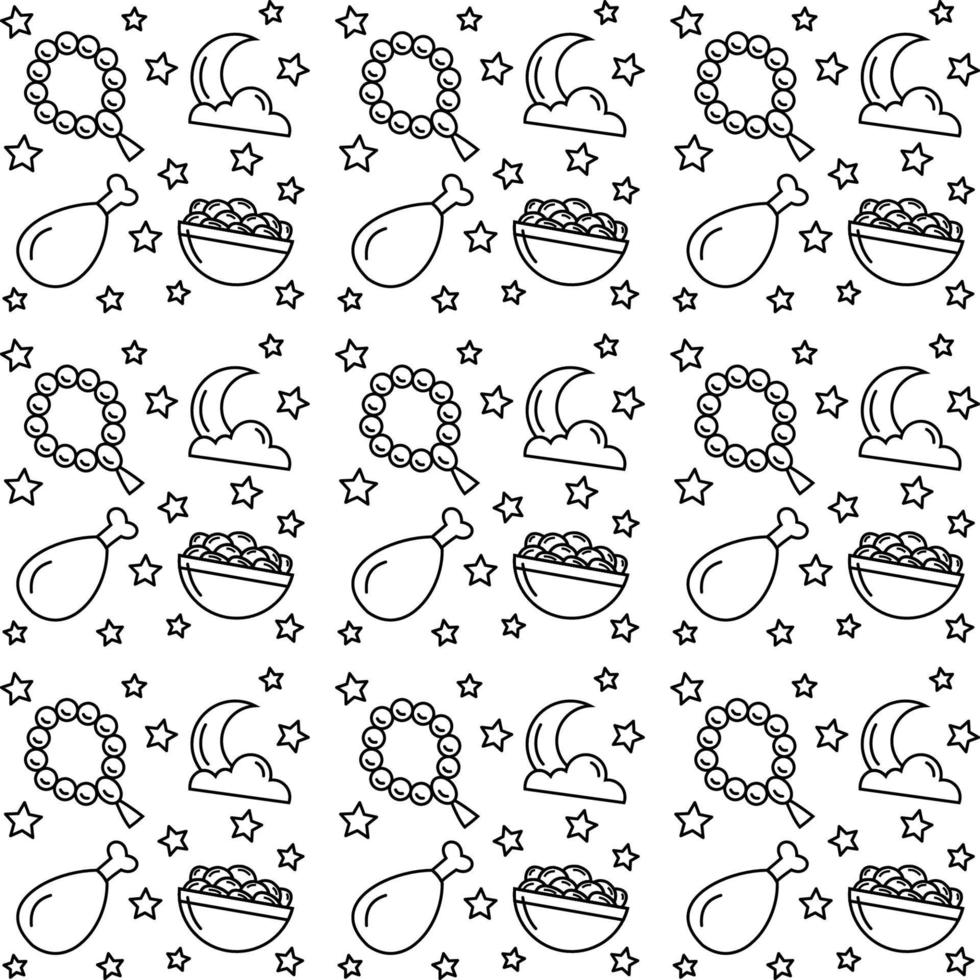 Ramadan doodle seamless pattern vector design