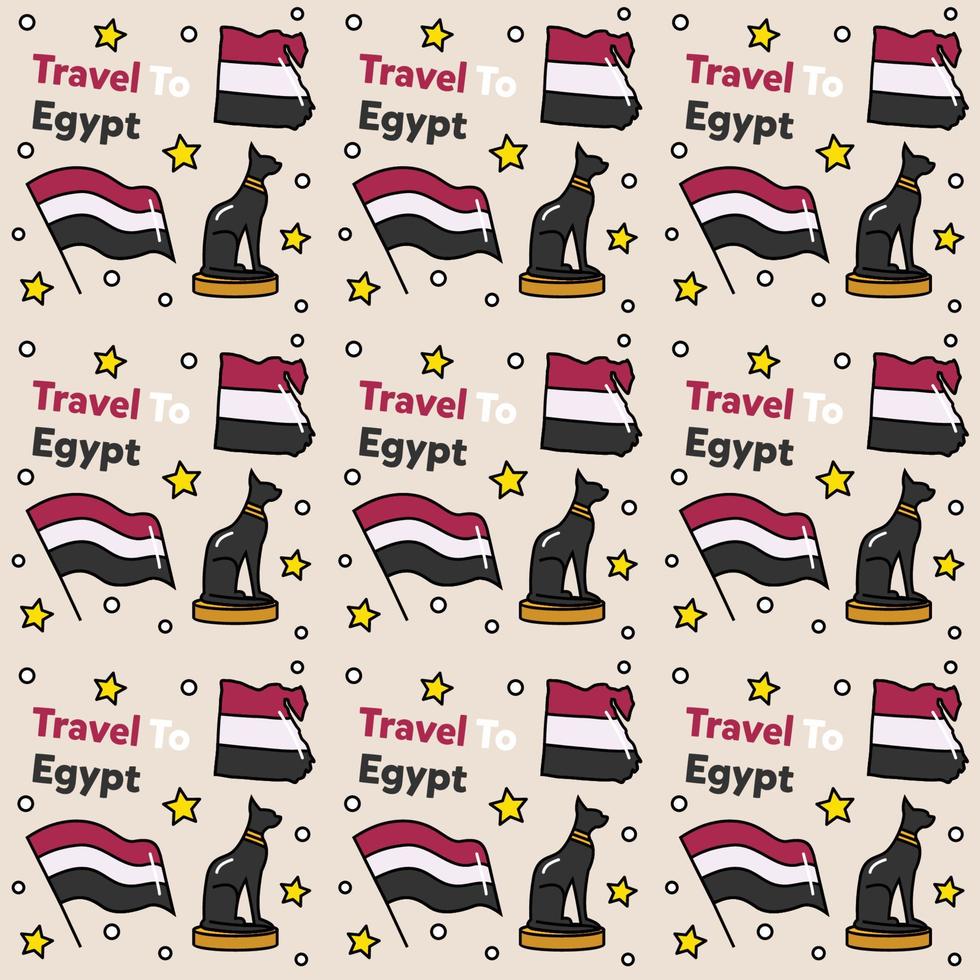 Travel to Egypt doodle seamless pattern vector design