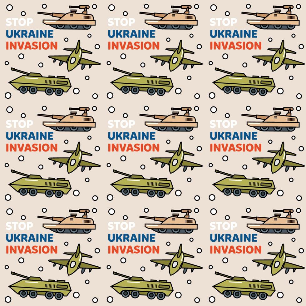 Stop Ukraine invasion doodle seemless pattern vector design illustration