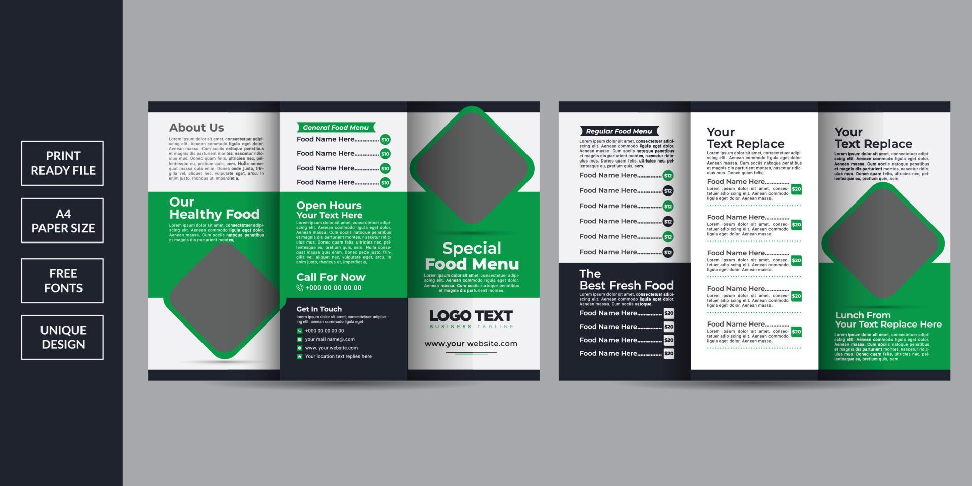 Food Trifold Brochure Design vector