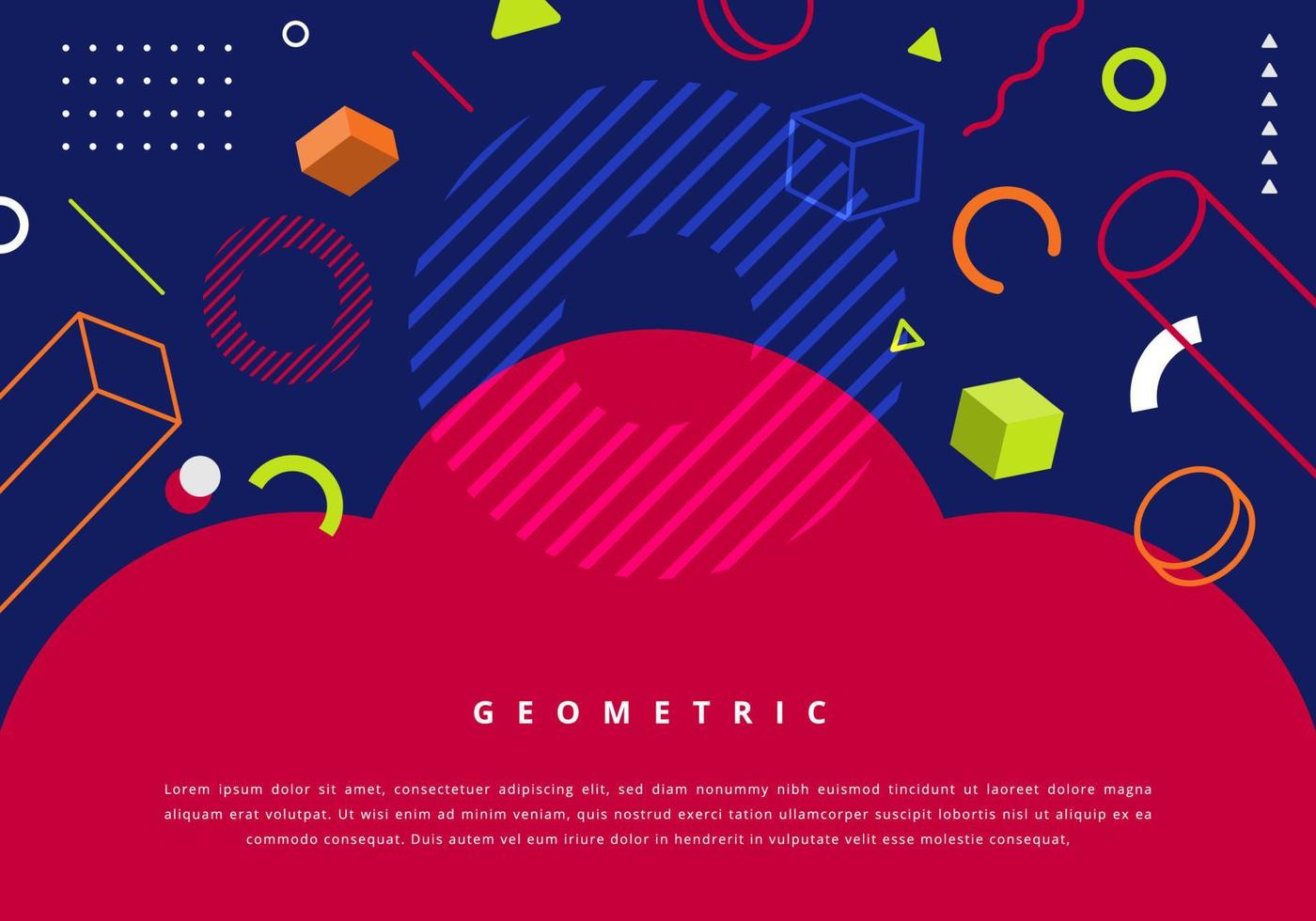 fondo abstracto diseño plano elementos geométricos patrón estilo retro vector