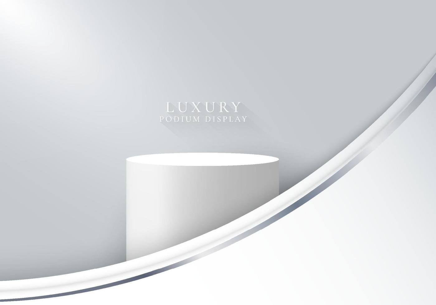 3D realistic luxury white podium platforms display with light and shadow vector