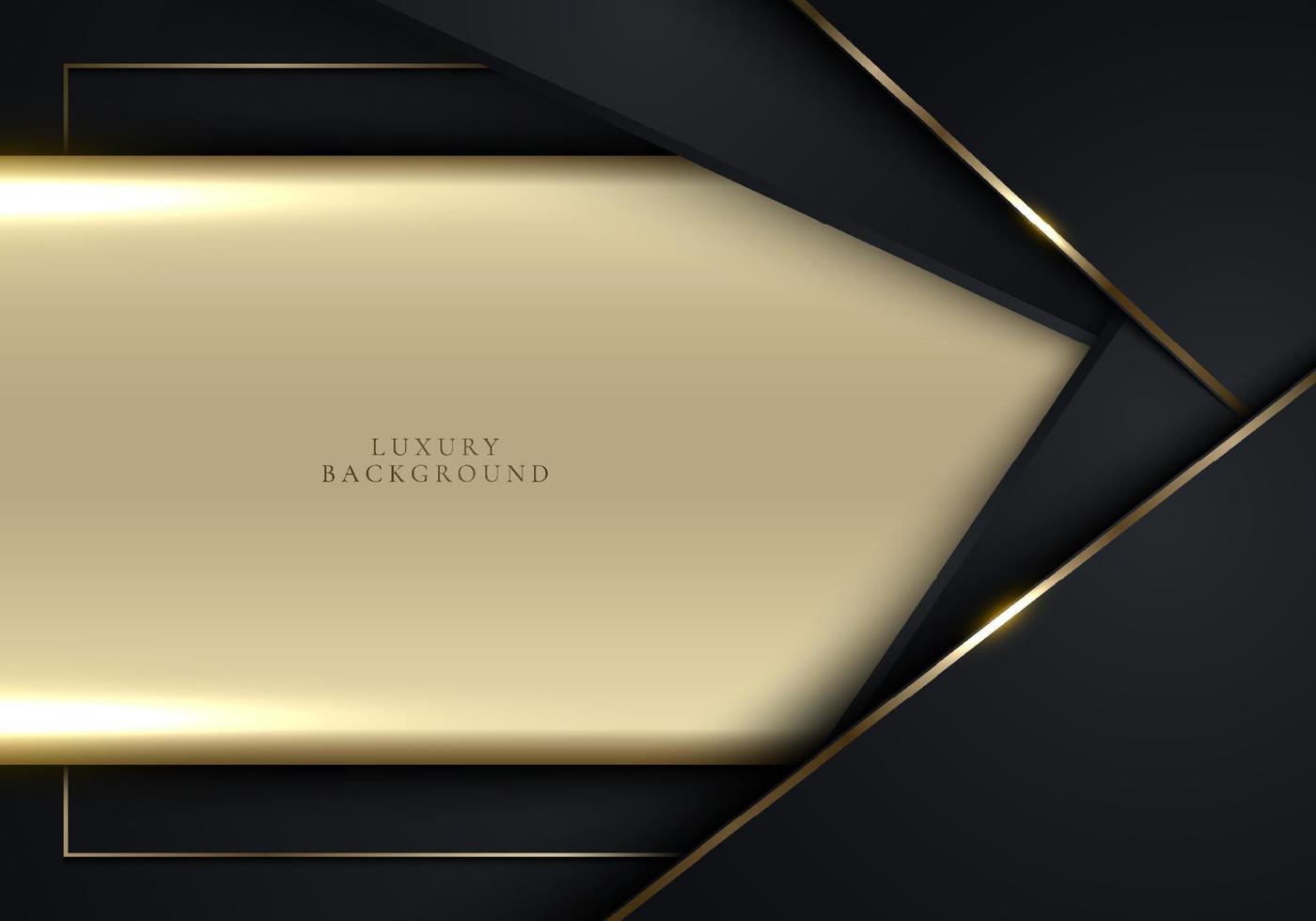 Modern luxury banner template design black triangles and 3D golden stripes frame vector