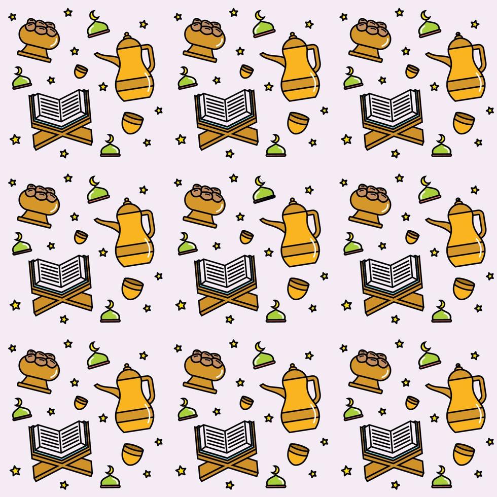 Ramadan doodle seamless pattern vector design