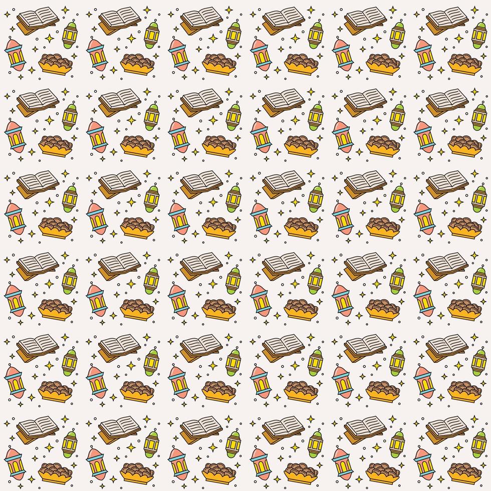 Ramadan doodle seamless pattern vector design