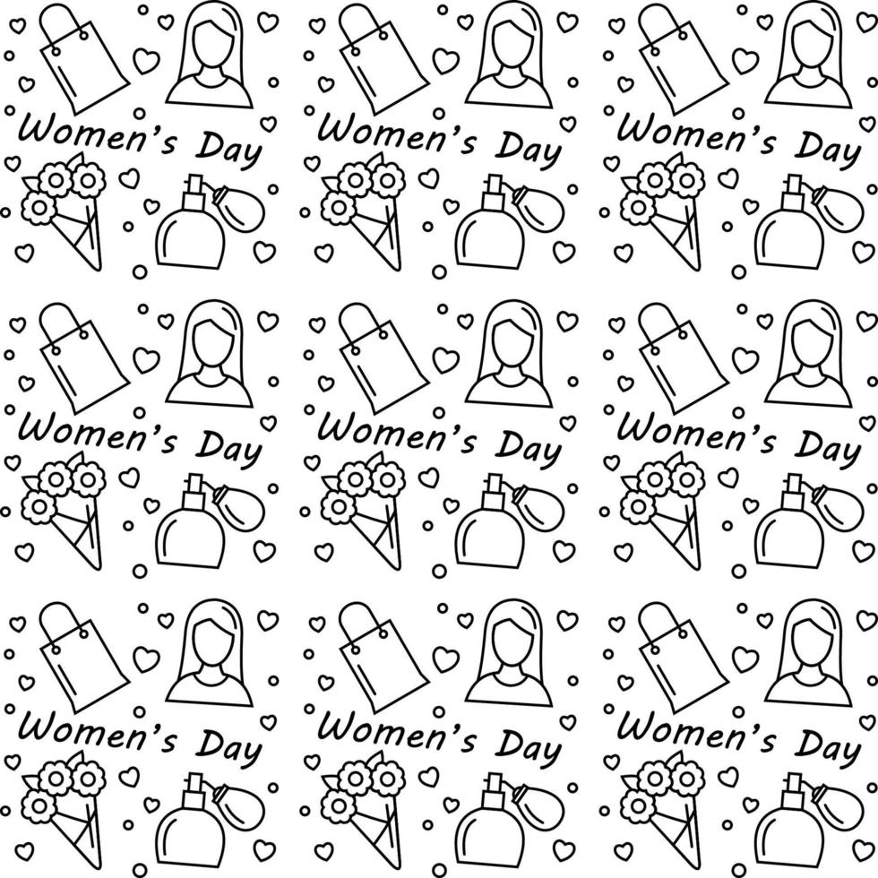 Womens day doodle seamless pattern vector design