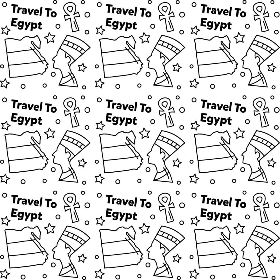 Travel to Egypt doodle seamless pattern vector design