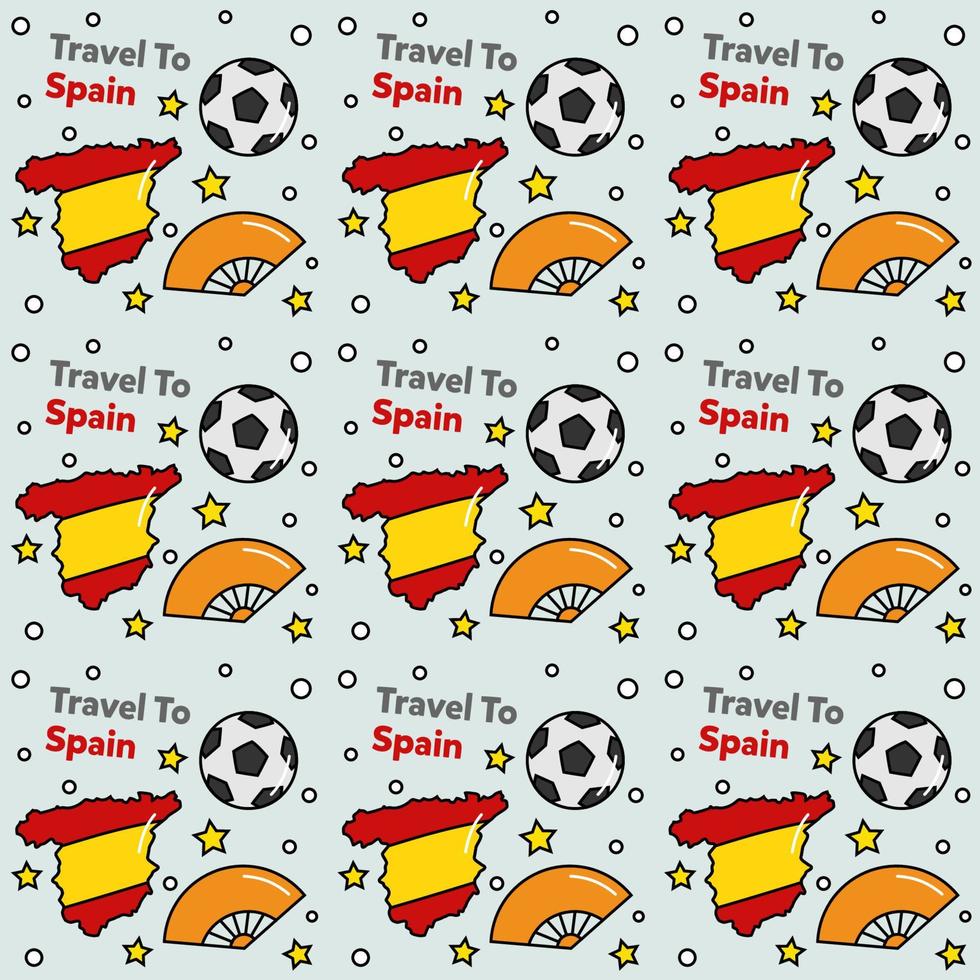 viajar a españa doodle diseño vectorial de patrones sin fisuras. vector