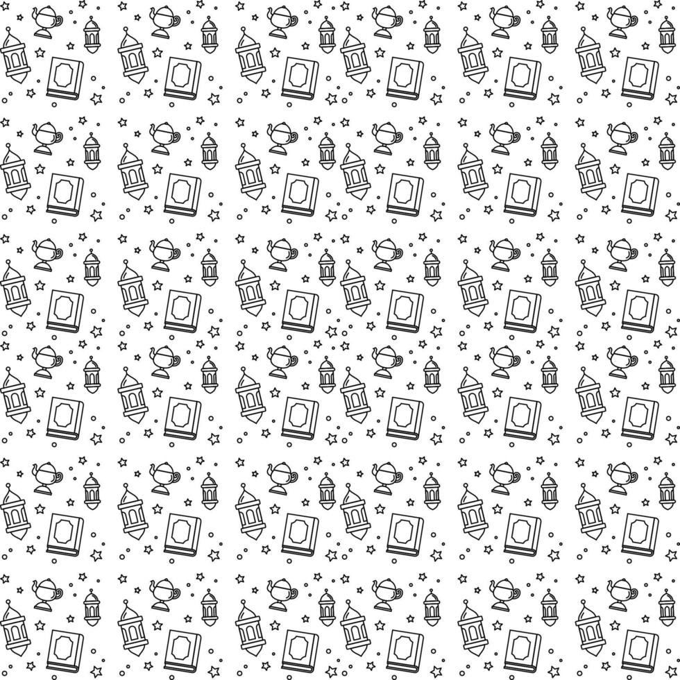 Ramadan doodle seamless pattern vector design
