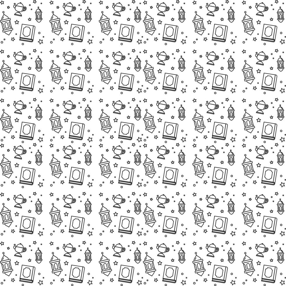 Ramadan doodle seamless pattern vector design