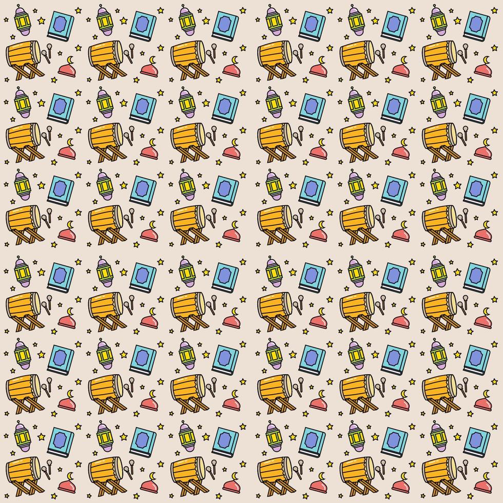 Ramadan doodle seamless pattern vector design