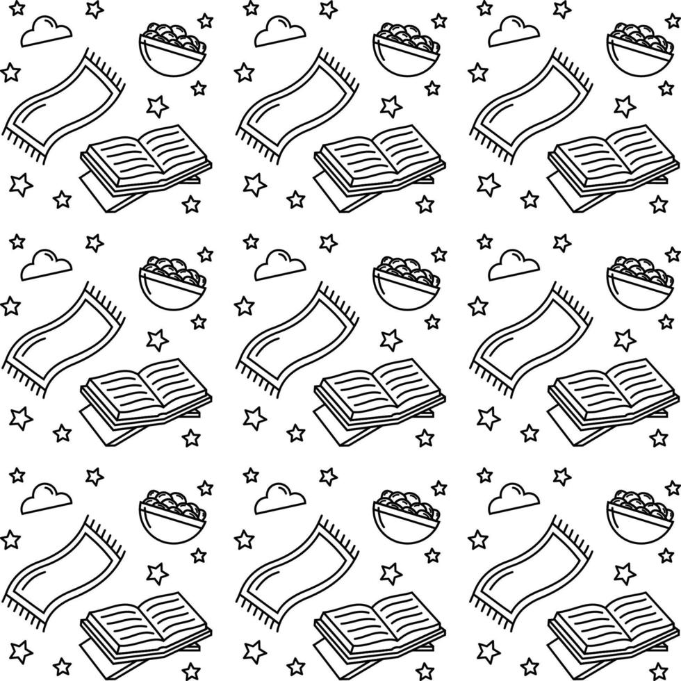 Ramadan doodle seamless pattern vector design