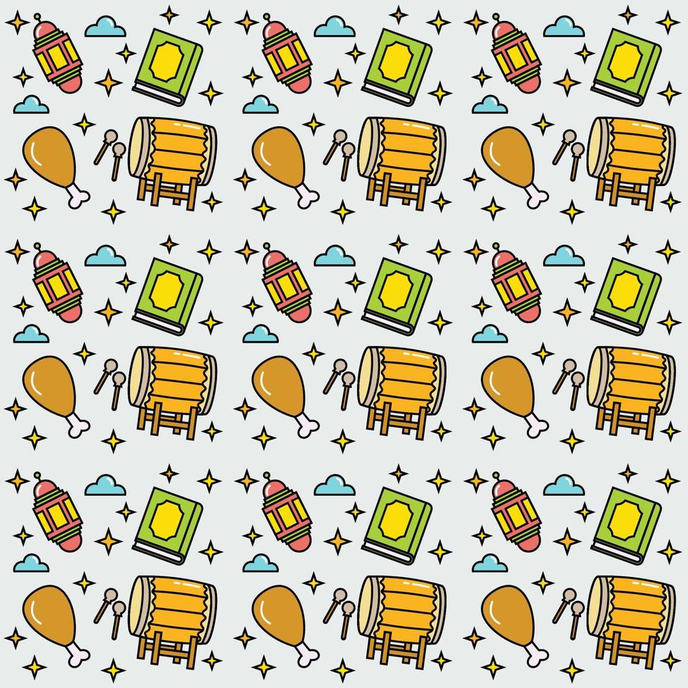 Ramadan doodle seamless pattern vector design