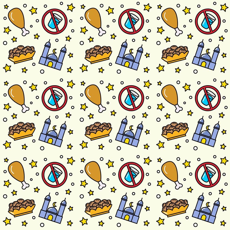Ramadan doodle seamless pattern vector design